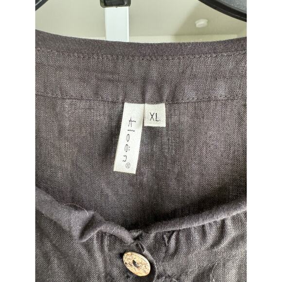 Kleen Women's Black 100% Linen Long Sleeve Lagenlook Tunic Blouse Size XL - Picture 4 of 6